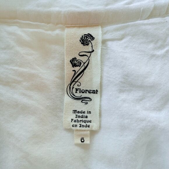 Anthropologie Floreat White Trilliums Embroidered Full Skirt in White Size 6 - Picture 6 of 10